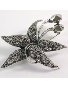 BROSZKA BROSZA Wiktoriański  Ażurowy KWIAT  Stare Srebro...
