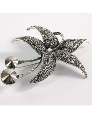 BROSZKA BROSZA Wiktoriański  Ażurowy KWIAT...