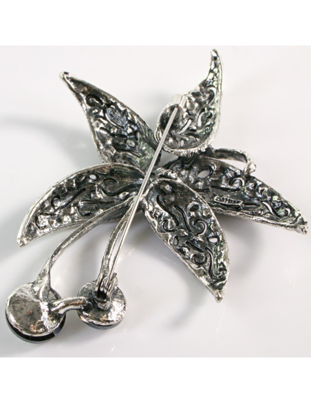 BROSZKA BROSZA Wiktoriański  Ażurowy KWIAT  Stare Srebro Lolita Akcesoria