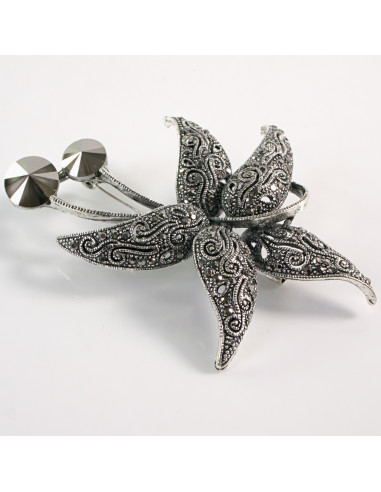 BROSZKA BROSZA Wiktoriański  Ażurowy KWIAT...