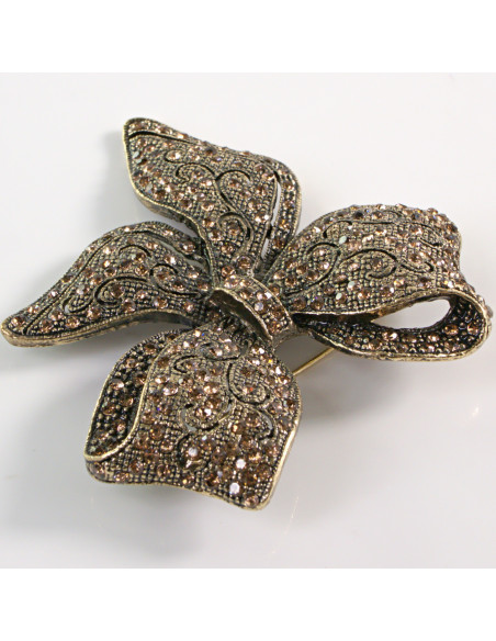 BROSZKA BROSZA Wiktoriańska Ażurowa Kokarda Stare Złoto  Lolita Akcesoria