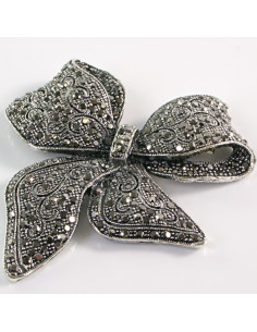 BROSZKA BROSZA Wiktoriańska Ażurowa Kokarda Stare Srebro...