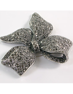 BROSZKA BROSZA Wiktoriańska Ażurowa Kokarda Stare Srebro... 2