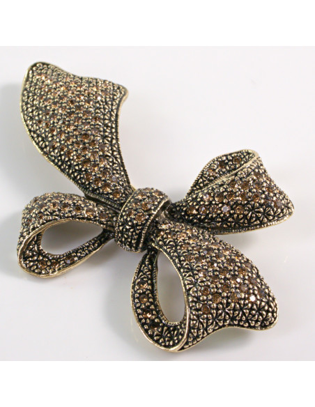 BROSZKA BROSZA Wiktoriańska  Kokarda Stare Złoto  Lolita Akcesoria