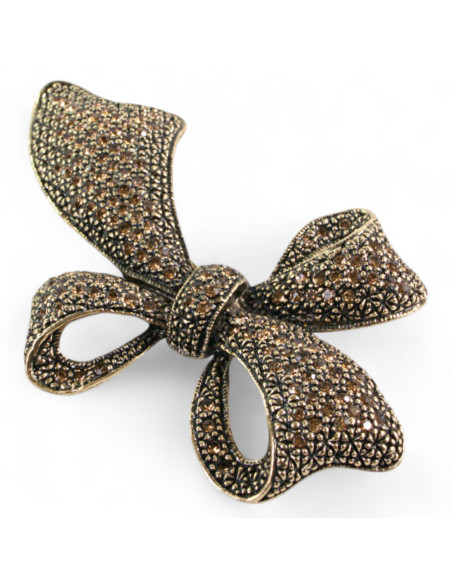 BROSZKA BROSZA Wiktoriańska  Kokarda Stare Złoto  Lolita Akcesoria