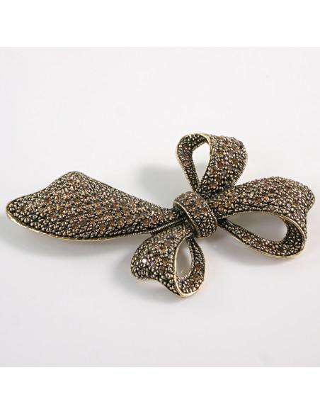 BROSZKA BROSZA Wiktoriańska  Kokarda Stare Złoto  Lolita Akcesoria