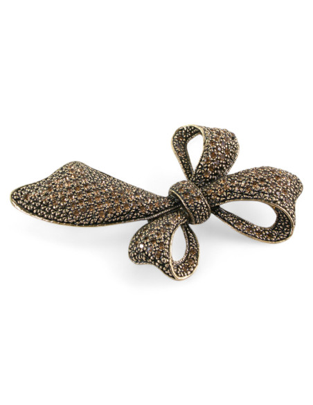 BROSZKA BROSZA Wiktoriańska  Kokarda Stare Złoto  Lolita Akcesoria