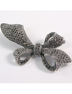 BROSZKA BROSZA Wiktoriańska  Kokarda Stare Srebro Lolita...