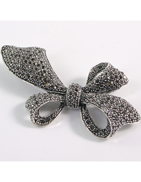 BROSZKA BROSZA Wiktoriańska  Kokarda Stare Srebro Lolita Akcesoria