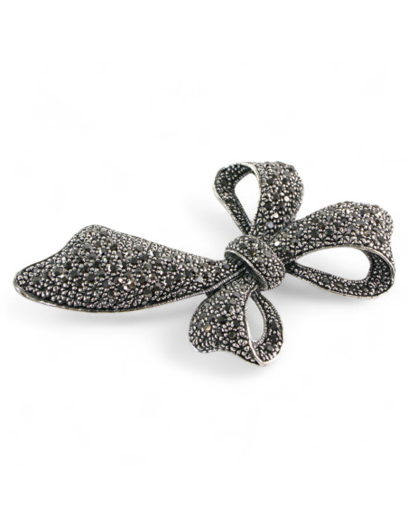 BROSZKA BROSZA Wiktoriańska  Kokarda Stare Srebro Lolita Akcesoria