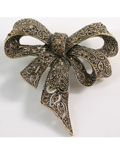 BROSZKA BROSZA Wiktoriańska Ażurowa Kokarda Stare Złoto...