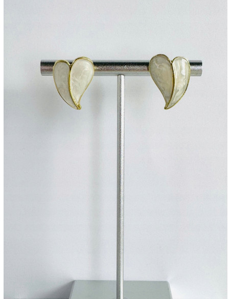 Kolczyki SERCE SERDUSZKO BOHO Lolita Accessories srebrny sztyft 925 ECRU