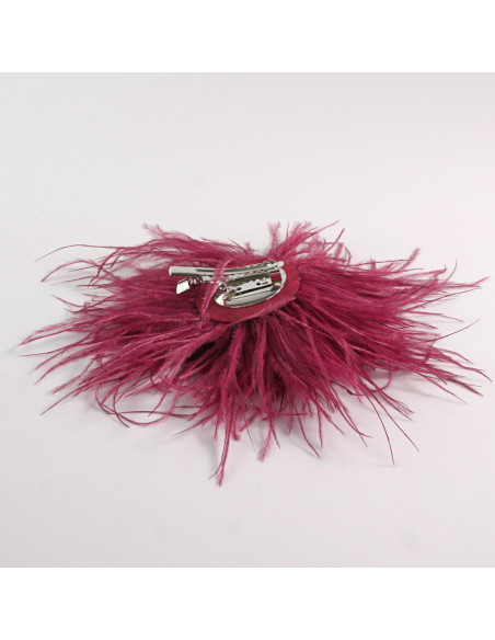 KWIAT Z PIÓR   BROSZKA PRZYPINKA LOLITA AKCESORIA 14 cm BORDOWY BURACZKOWY