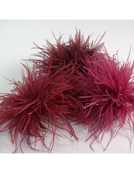 KWIAT Z PIÓR   BROSZKA PRZYPINKA LOLITA AKCESORIA 14 cm BORDOWY BURACZKOWY