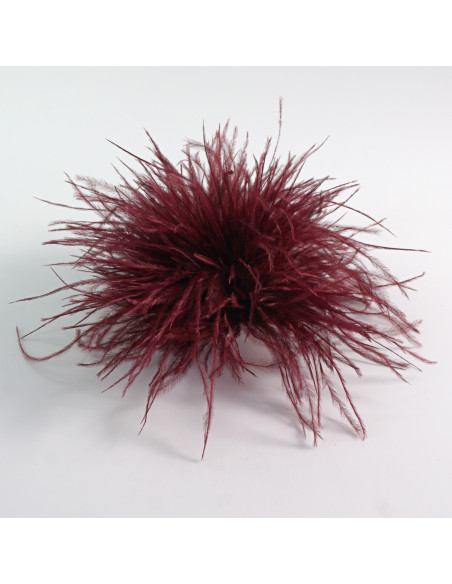 KWIAT Z PIÓR   BROSZKA PRZYPINKA LOLITA AKCESORIA 14 cm CIEMNY  BORDOWY