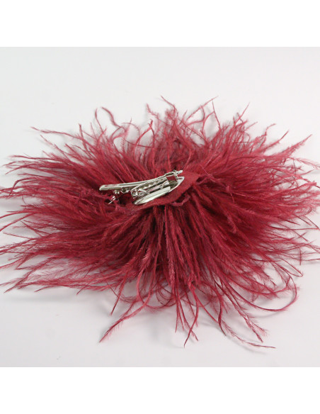 KWIAT Z PIÓR   BROSZKA PRZYPINKA LOLITA AKCESORIA 14 cm BORDOWY