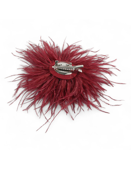 KWIAT Z PIÓR   BROSZKA PRZYPINKA LOLITA AKCESORIA 14 cm BORDOWY