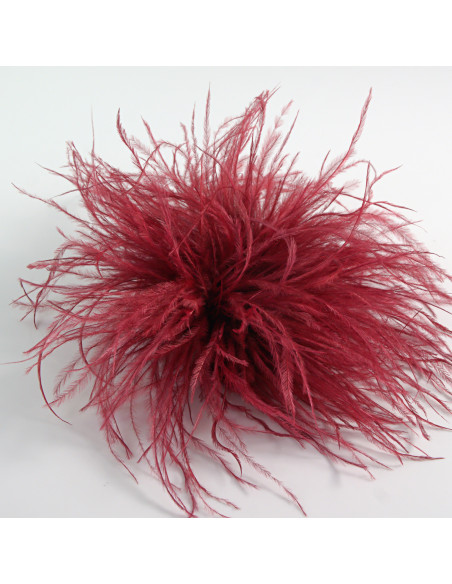 KWIAT Z PIÓR   BROSZKA PRZYPINKA LOLITA AKCESORIA 14 cm BORDOWY