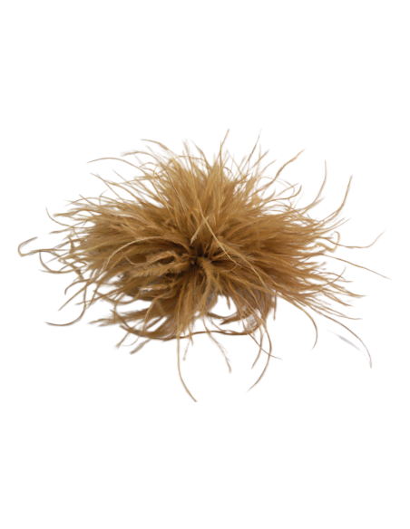 KWIAT Z PIÓR  BROSZKA PRZYPINKA LOLITA AKCESORIA 14 cm CIEMNY BEŻOWY KARMEL