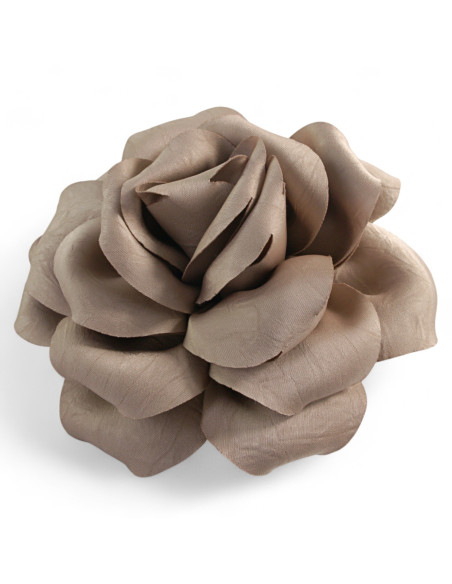 KWIAT Z MATERIAŁU RÓŻA BROSZKA PRZYPINKA LOLITA AKCESORIA 15 CM BEŻOWY