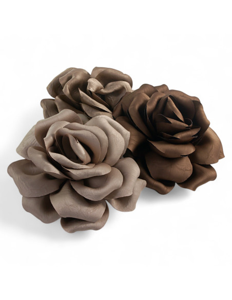 KWIAT Z MATERIAŁU RÓŻA BROSZKA PRZYPINKA LOLITA AKCESORIA 15 CM BEŻOWY