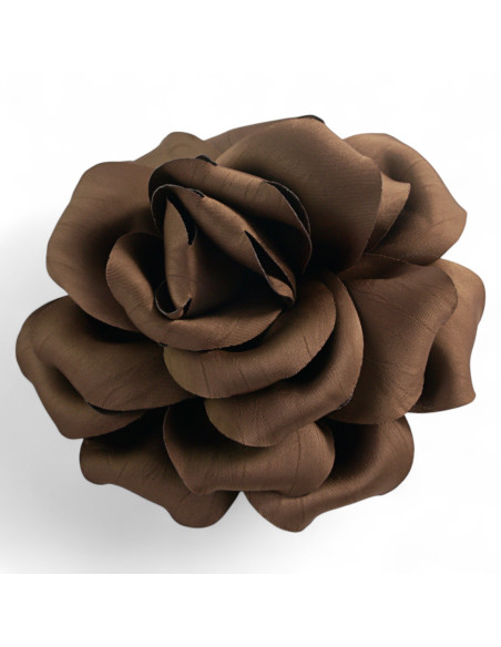 KWIAT Z PIÓR   BROSZKA PRZYPINKA LOLITA AKCESORIA 16 cm BRĄZOWY