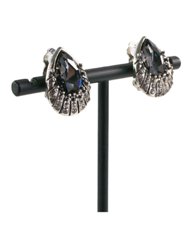 Klipsy do Uszu Srebrne łezki z Grafitowym...