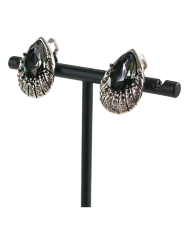 Klipsy do Uszu Srebrne łezki z Grafitowym...