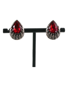 Klipsy do Uszu Srebrne łezki z Czerwonym kamieniem Lolita...
