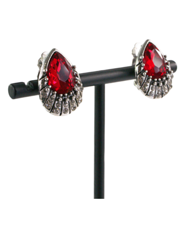 Klipsy do Uszu Srebrne łezki z Czerwonym...