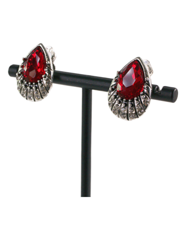 Klipsy do Uszu Srebrne łezki z Czerwonym...