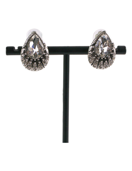 Klipsy do Uszu Srebrne łezki ze Srebrnym kamieniem Lolita Akcesoria