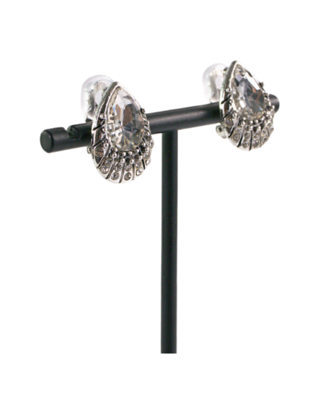 Klipsy do Uszu Srebrne łezki ze Srebrnym kamieniem Lolita Akcesoria