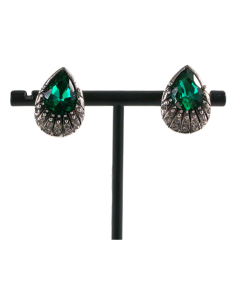 Klipsy do Uszu Srebrne łezki z ZIELONYM  kamieniem Lolita...