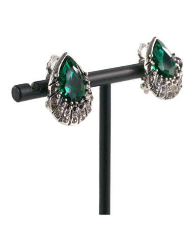 Klipsy do Uszu Srebrne łezki z ZIELONYM...