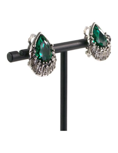 Klipsy do Uszu Srebrne łezki z ZIELONYM...