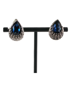 Klipsy do Uszu Srebrne łezki z Granatowym kamieniem...