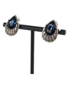 Klipsy do Uszu Srebrne łezki z Granatowym kamieniem... 2