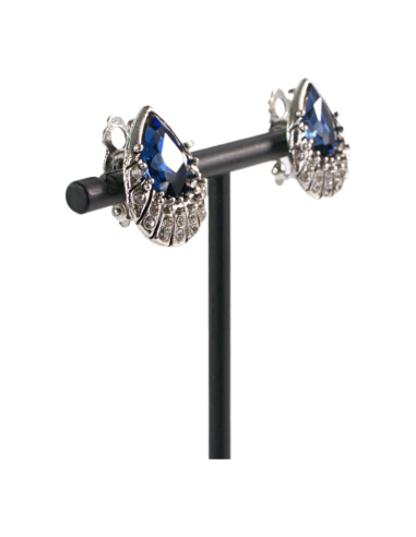 Klipsy do Uszu Srebrne łezki z Granatowym...