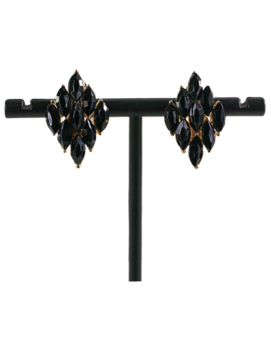 Klipsy do Uszu  CZARNE ROMBY   Lolita Akcesoria