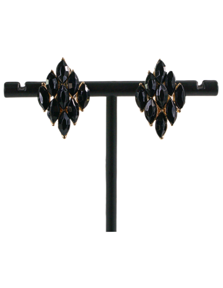 Klipsy do Uszu  CZARNE ROMBY   Lolita Akcesoria