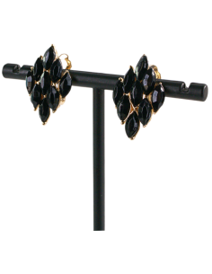 Klipsy do Uszu  CZARNE ROMBY   Lolita Akcesoria 2