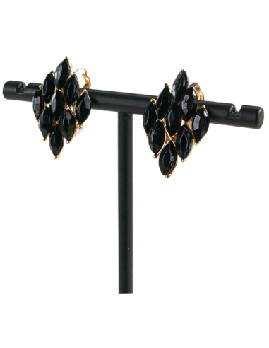 Klipsy do Uszu  CZARNE ROMBY   Lolita Akcesoria