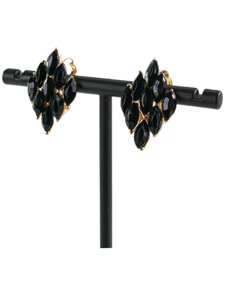 Klipsy do Uszu  CZARNE ROMBY   Lolita Akcesoria