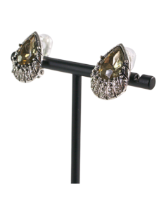 Klipsy do Uszu Srebrne łezki z BEŻOWYM kamieniem Lolita...