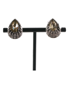 Klipsy do Uszu Srebrne łezki z BEŻOWYM kamieniem Lolita... 2