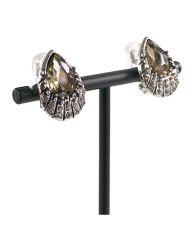 Klipsy do Uszu Srebrne łezki z BEŻOWYM...