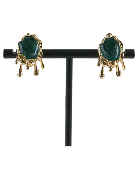 Klipsy do Uszu  ŁEZKI KROPLE ZIELONY  Lolita Akcesoria