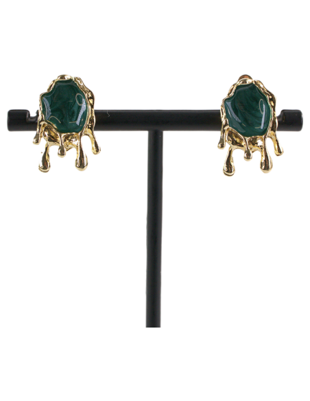 Klipsy do Uszu  ŁEZKI KROPLE ZIELONY  Lolita Akcesoria