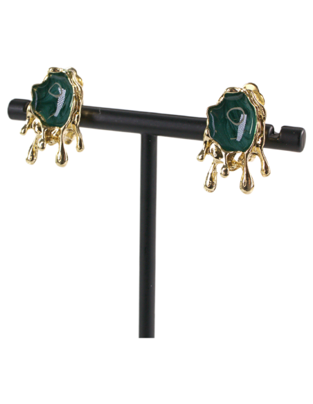 Klipsy do Uszu  ŁEZKI KROPLE ZIELONY  Lolita Akcesoria